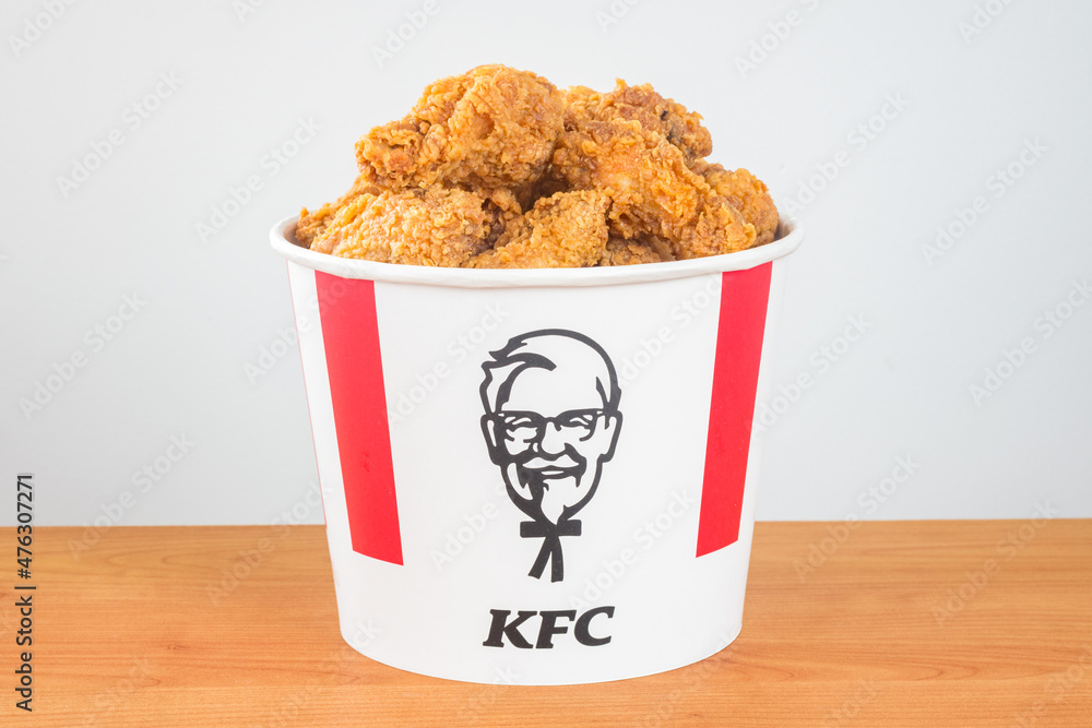 Pruszcz Gdanski, Poland - August 23, 2021: Lots Of Kfc Chicken Hot Wings In  Bucket Of Kfc (Kentucky Fried Chicken) Fast Food. Iconic Bucket With  Harland Sanders Icon. Stock Photo | Adobe Stock