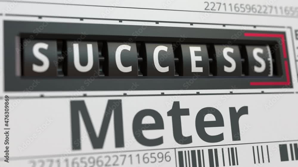 Analog counter displays SUCCESS text, conceptual 3D animation Analog counter displays SUCCESS text, conceptual 3D animation