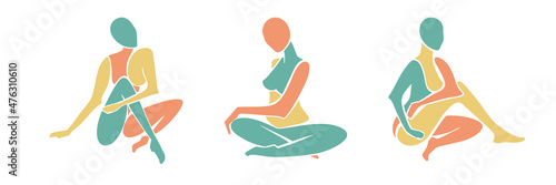 Matisse inspired pastel colored women silhouettes. Henri Matisse abstract female figures. Vector illustration isolated in white background