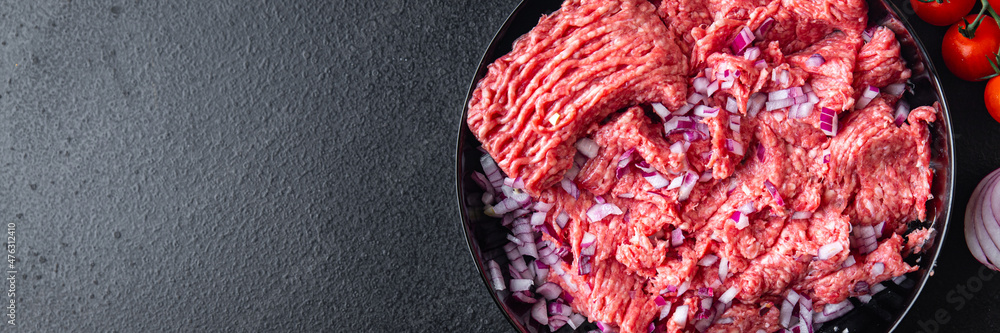 fresh minced meat ground healthy meal food snack on the table copy space food background fresh minced meat ground healthy meal food snack on the table copy space food background