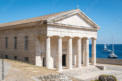 Fototapeta Naklejka Na Ścianę i Meble -  The old orthodox Church of Saint George in old Fortress in Kerkira or Corfu Town in the Island of Corfu Ionian Islands Greece, Europe