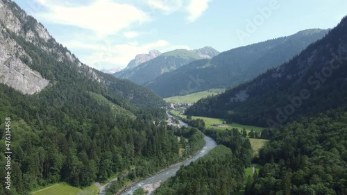 view of the mountains with river