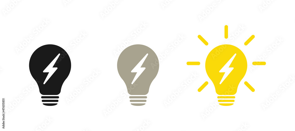 Lamp icons set. Idea lamp icon collection. Flat style - stock vector Lamp icons set. Idea lamp icon collection. Flat style - stock vector