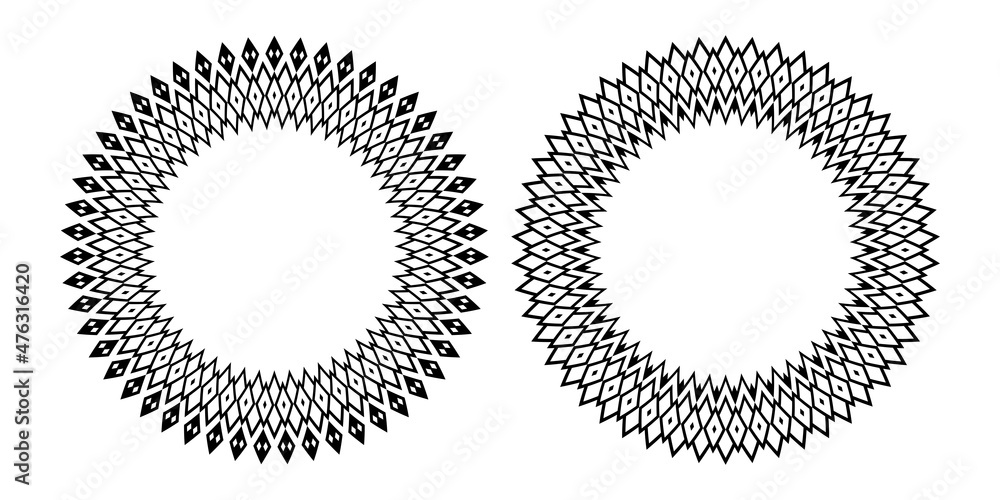 Decorative geometric circle patterns for round frames.