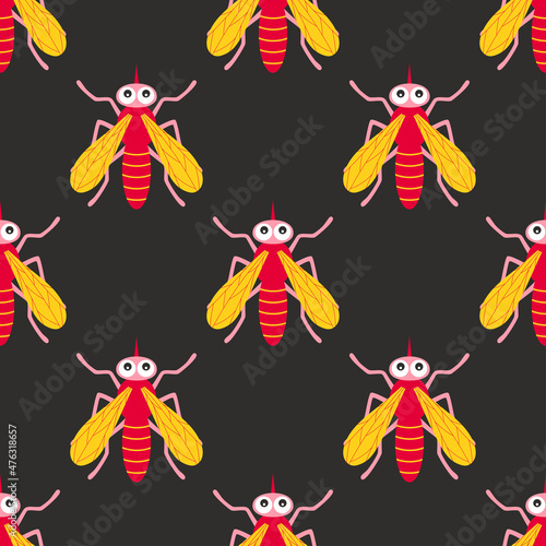 cartoon seamless pattern with mosquito, vector illustration © StockVector