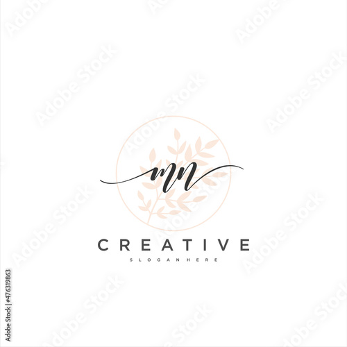 MN Initial handwriting minimalist geometric logo template vector art, Logo for business beauty, fashion, and other