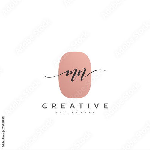 MN Initial handwriting minimalist geometric logo template vector art, Logo for business beauty, fashion, and other