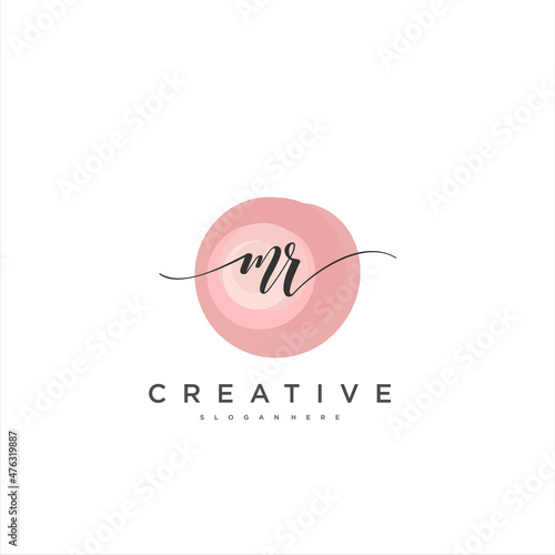 MR Initial handwriting minimalist geometric logo template vector art, Logo for business beauty, fashion, and other