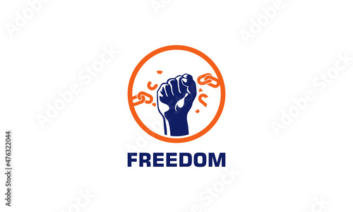 vector graphic illustration design for freedom logo, someone's hand is breaking the chain
