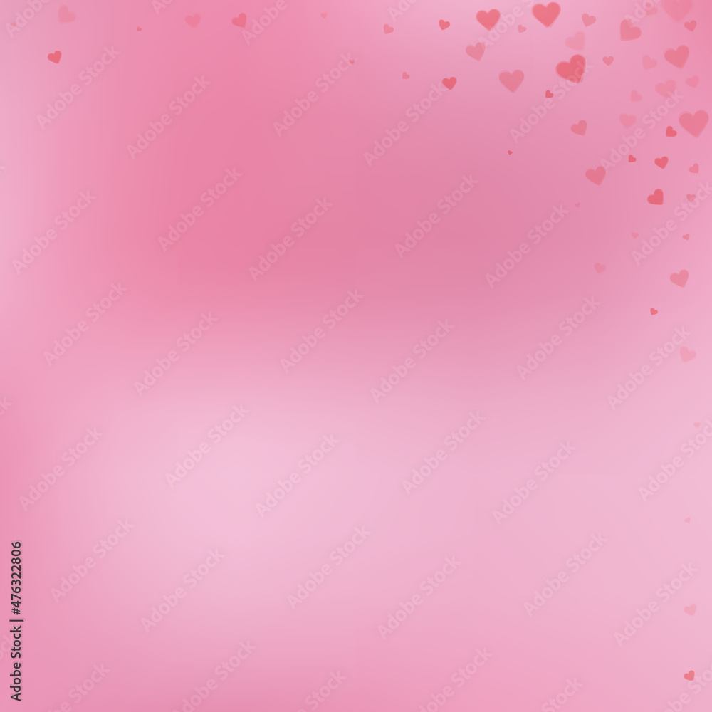 Red heart love confettis. Valentine's day corner p Red heart love confettis. Valentine's day corner p