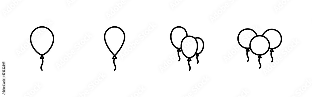 Balloon icons set. Party balloon sign and symbol