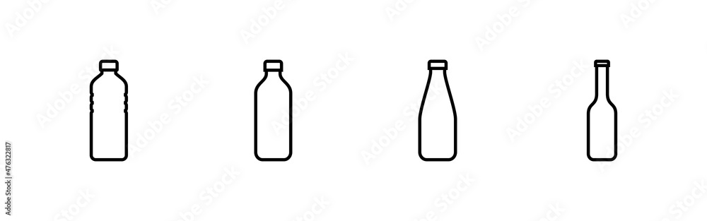 Bottle icons set. bottle sign and symbol