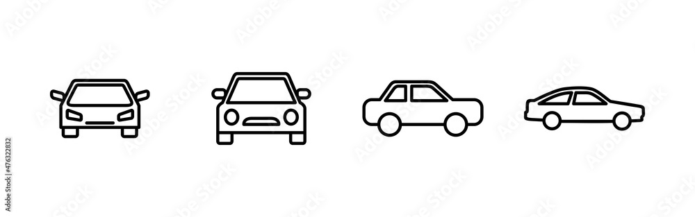 Car icons set. car sign and symbol. small sedan