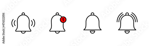 Bell Icons set. Notification sign and symbol for web site design