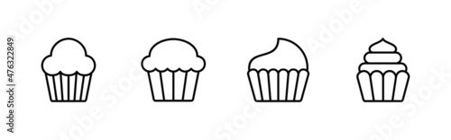 Cup cake icons set. Cup cake sign and symbol