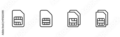 Sim card icons set. dual sim card sign and symbol