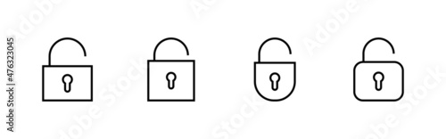 Unlock icons set. Unlock sign and symbol. unlocked padlock icon