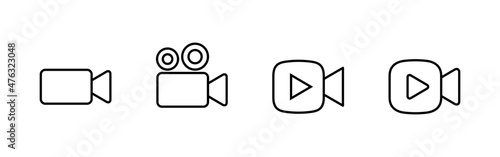Video icons set. video camera sign and symbol. movie sign. cinema