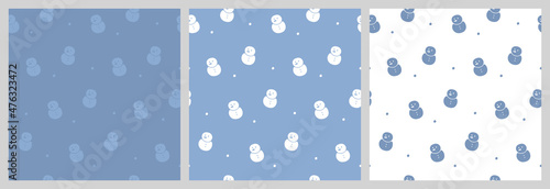 Christmas seamless pattern with isolated sketches of snowman, snowflakes. Cute vector illustration for paper, textile, fabric, prints, wrapping, greeting cards, banners