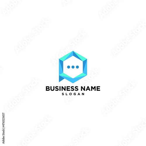 Hexa Chat Simple Modern Logo Design © Gilang