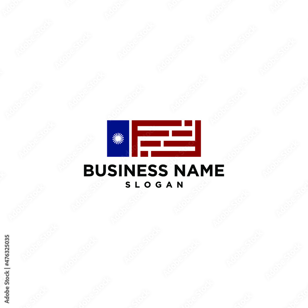 FF Letter USA Flag Logo Simple Modern Logo