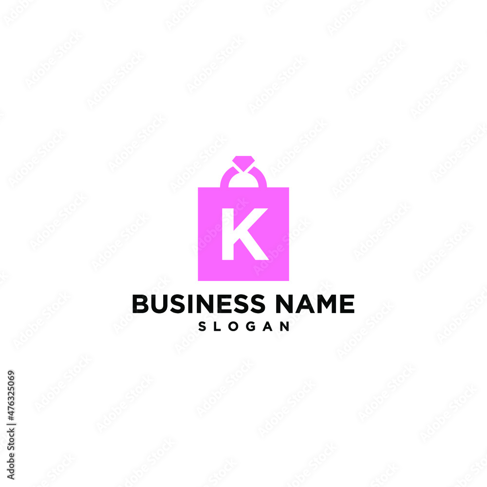Fototapeta premium Pink Shopping Bag Simple Modern Logo