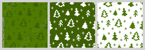 Christmas seamless pattern with isolated sketches of christmas trees, snowflakes. Cute vector illustration for paper, textile, fabric, prints, wrapping, greeting cards, banners.