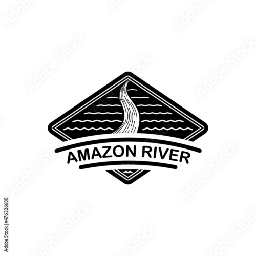 Amazon river logo design. vintage style. vector illustration