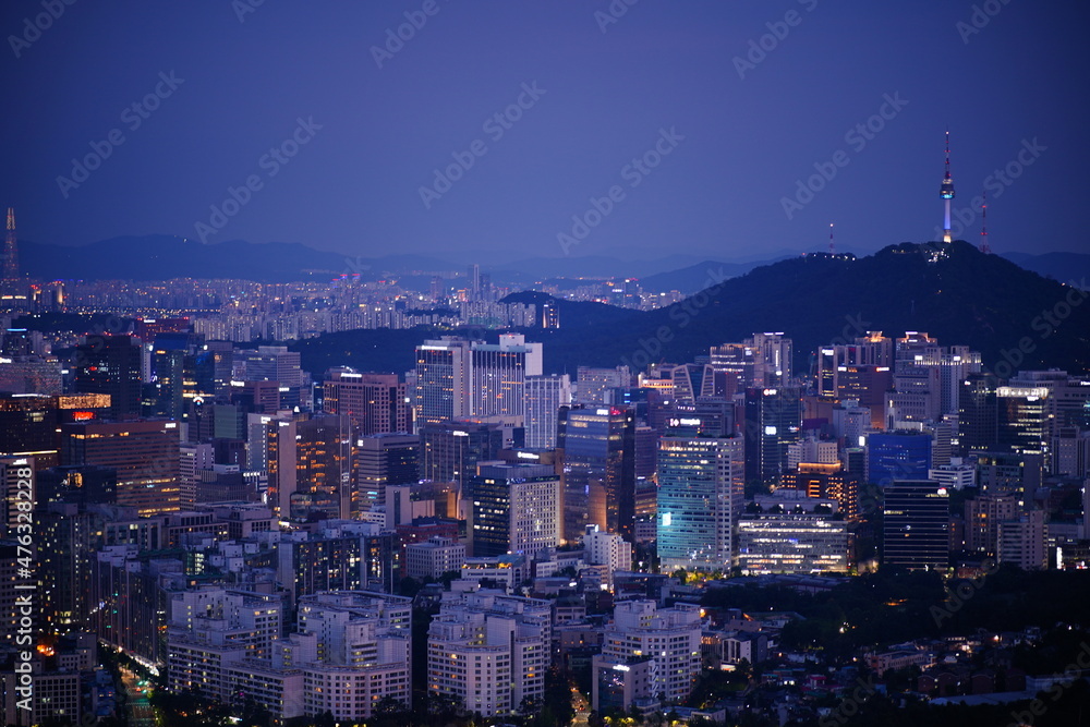 인왕산 서울 도심 야경, Inwang mountain, Night view of Seoul, Republic of Korea