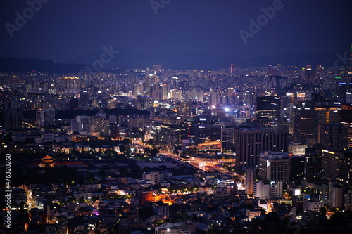 인왕산 서울 도심 야경, Inwang mountain, Night view of Seoul, Republic of Korea © 지흔 신
