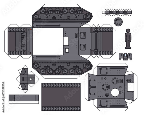 The paper model of an old field gray self propelled gun