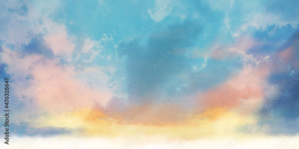 朝焼けの空の風景イラスト