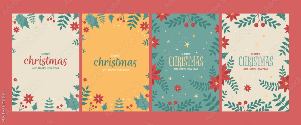 Set of four Christmas greetings cards