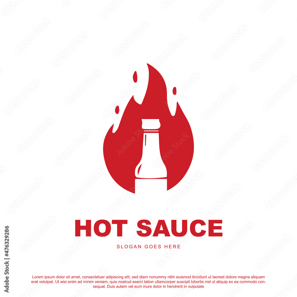 Creative hot sauce logo design. bottle sauce with fire vector