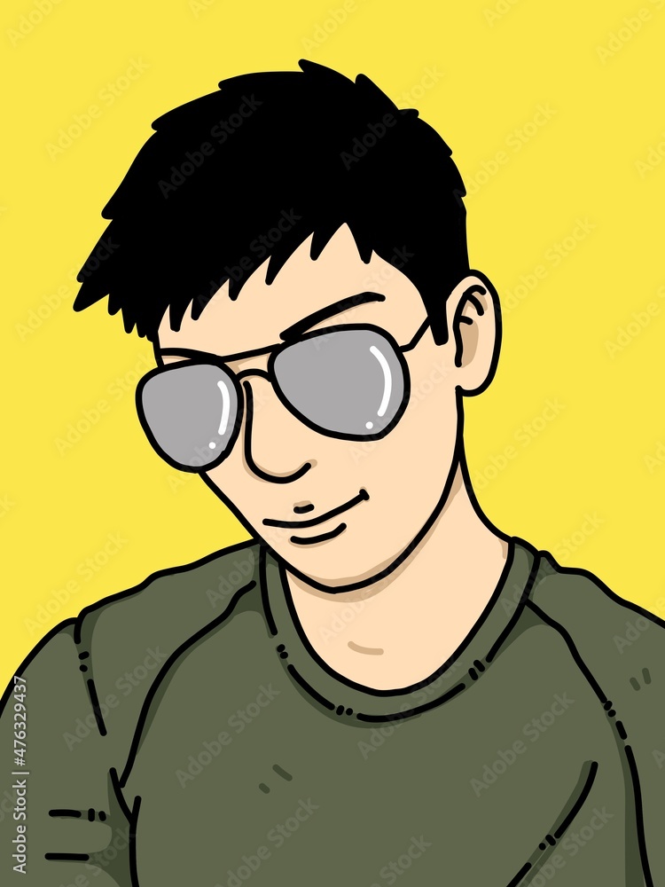 Fototapeta premium cute man cartoon on yellow background
