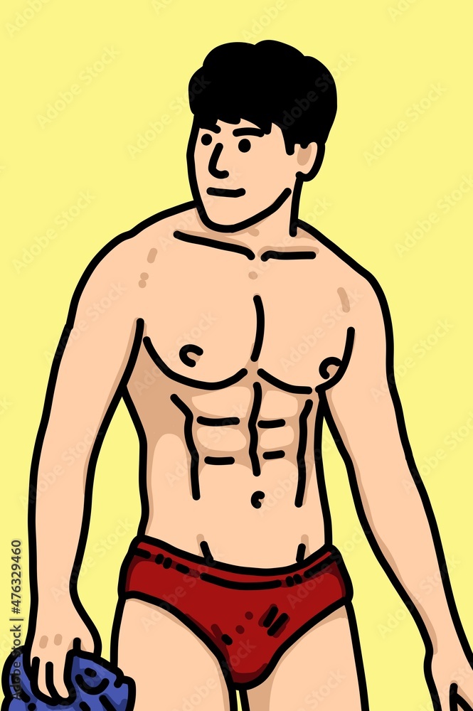 cute man cartoon on yellow background