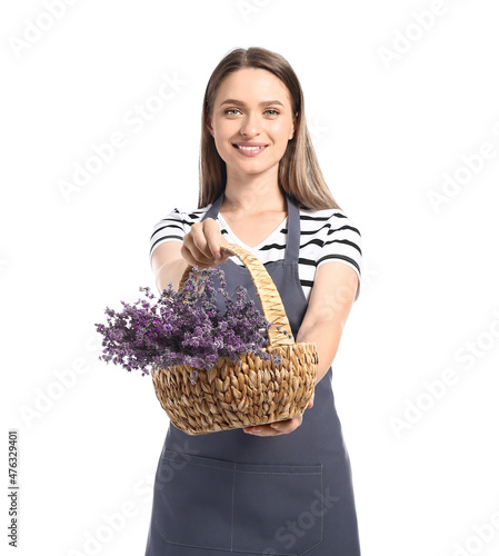 Female gardener with basket...