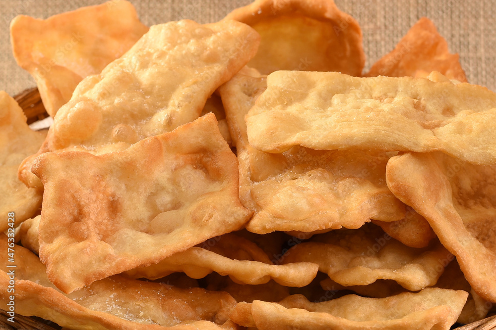 Rich wheat flour puff pastry ready to eat. Christmas tradition. Graphic