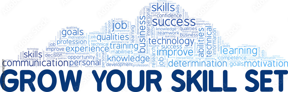 Obraz premium Grow Your Skill Set conceptual vector illustration word cloud isolated on white background.
