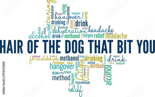 Hair of the Dog that Bit You conceptual vector illustration word cloud isolated on white background.