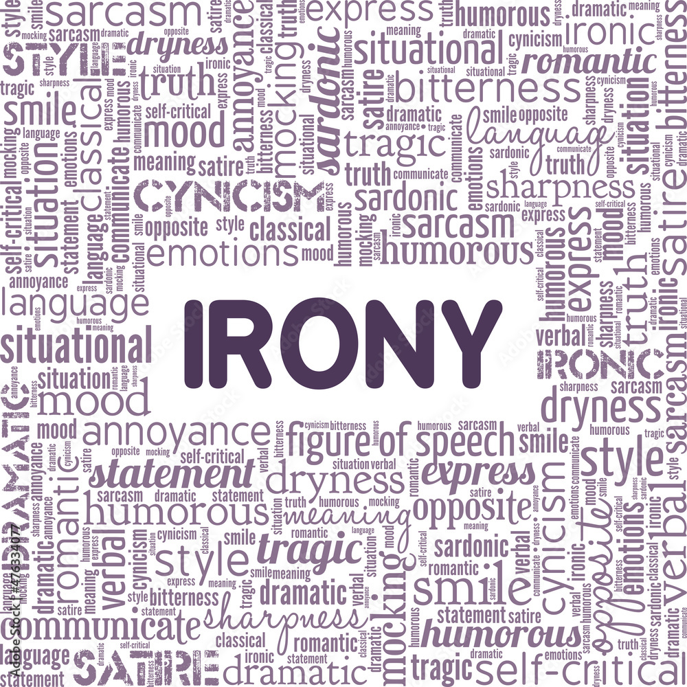 Irony conceptual vector illustration word cloud isolated on white background.
