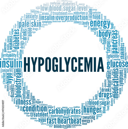 Hypoglycemia conceptual vector illustration word cloud isolated on white background.