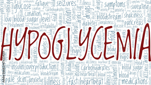 Hypoglycemia conceptual vector illustration word cloud isolated on white background.
