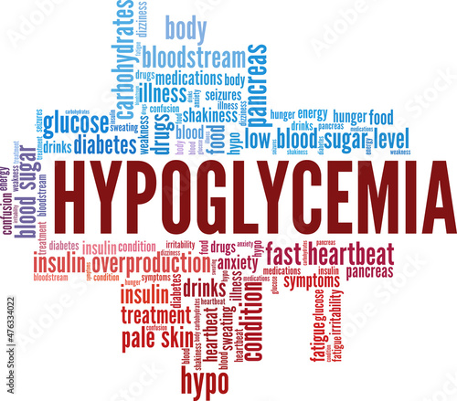 Hypoglycemia conceptual vector illustration word cloud isolated on white background.