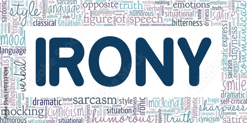Irony conceptual vector illustration word cloud isolated on white background.