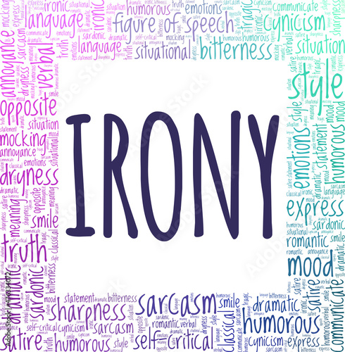 Irony conceptual vector illustration word cloud isolated on white background.