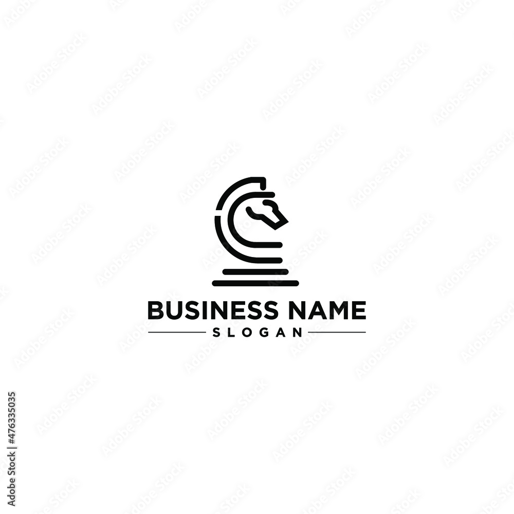 Fototapeta premium Horse Knight Chess Head Simple Modern Logo Design Vector