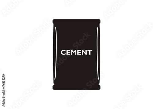 Cement bag. Simple illustration in black and white. 