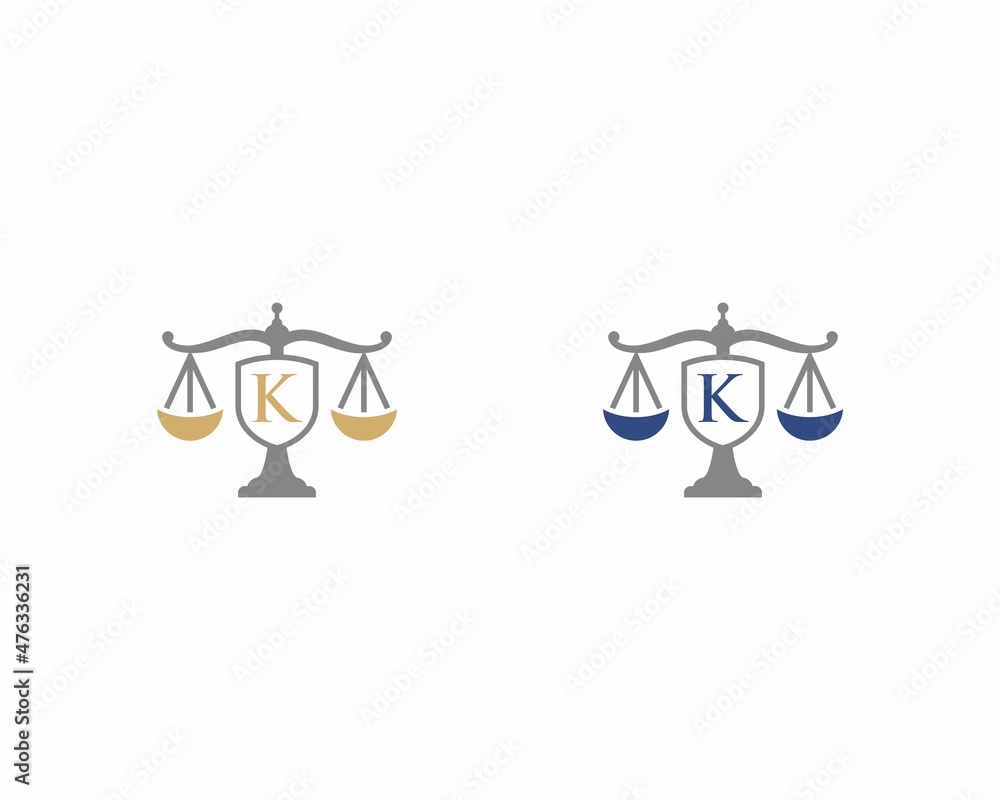 Letter K Logo With Scale of Justice Logo Icon 002 Stock Vector | Adobe ...