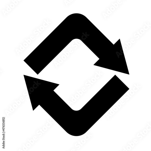 Square cyclic rotation icon. Rhombus figure. Arrow sign. Technology concept. Line art. Vector illustration. Stock image. 
